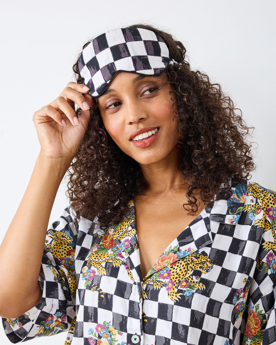 Courtly Check Bagheera - Eco Satin Eye Mask - Floral - Printfresh