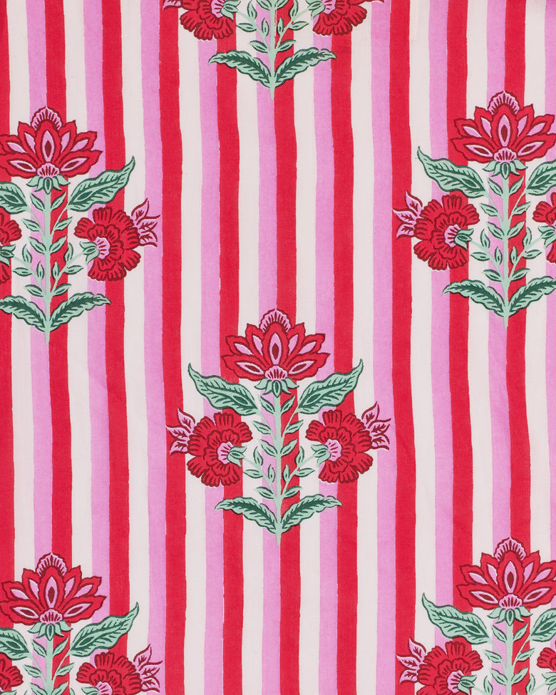 Carnation Stripes - Maison Dress - Scarlet Petal - Printfresh