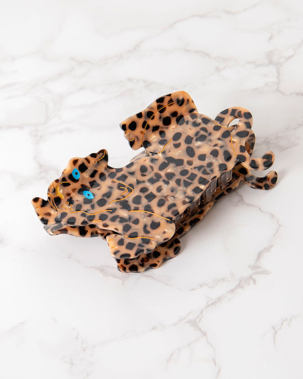 Brown Leopard - Hand-Painted Claw Hair Clip - Solar Eclipse - Printfresh