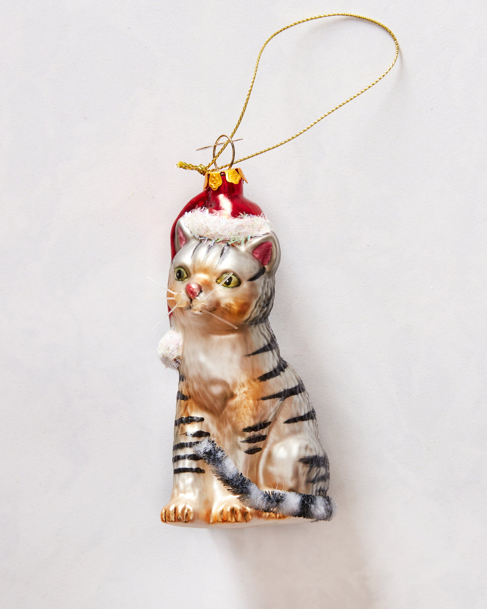 Tabby Cat with Santa Hat Ornament- Ornamentally You - Printfresh