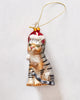 Tabby Cat with Santa Hat Ornament- Ornamentally You - Printfresh