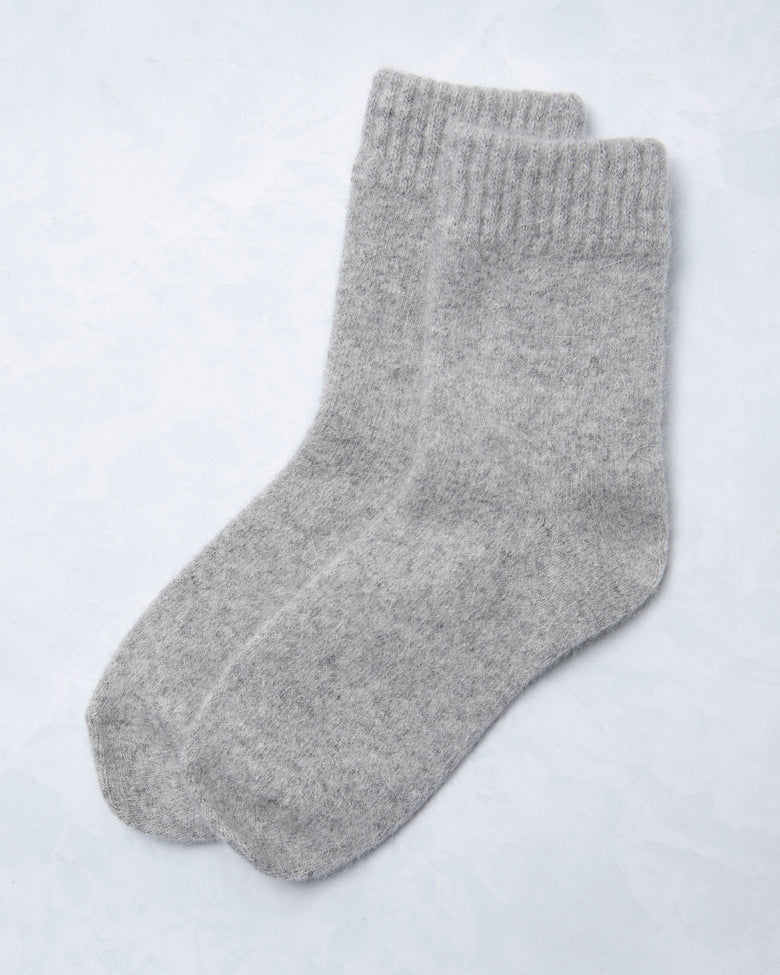 Light Gray - Womens Cozy Wool Angora Socks - Comfortarians - Printfresh