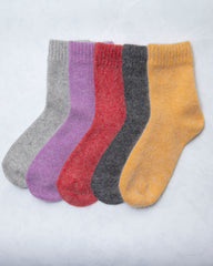 Dark Gray - Womens Cozy Wool Angora Socks - Comfortarians - Printfresh