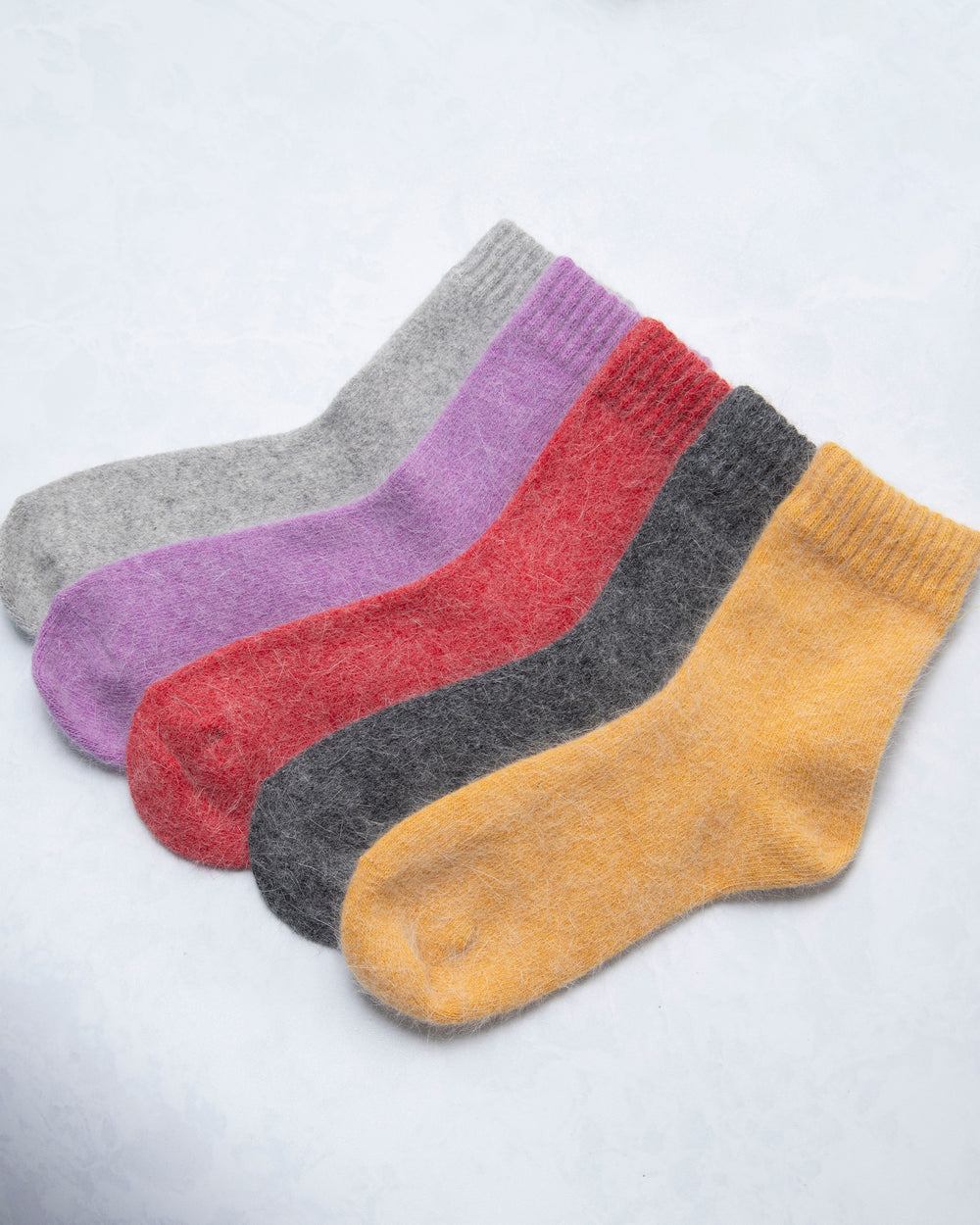 Red - Womens Cozy Wool Angora Socks - Comfortarians - Printfresh