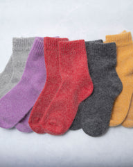 Dark Gray - Womens Cozy Wool Angora Socks - Comfortarians - Printfresh