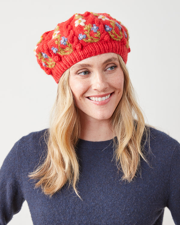 Red - Eleanor Beret - French Knot - Printfresh