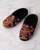 Black - Floral Slipper - French Knot - Printfresh