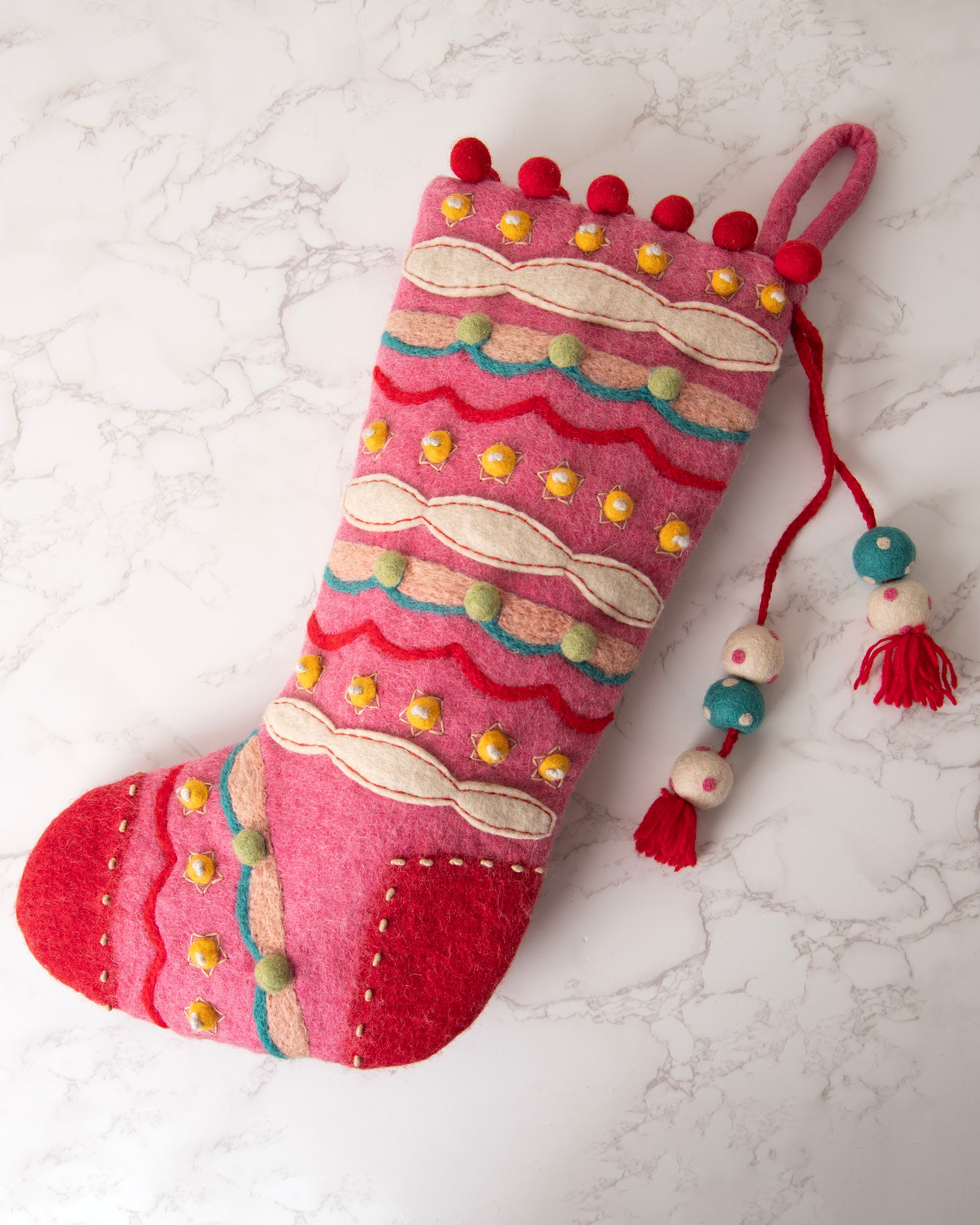 Evergreen Pink - Evergreen Stocking - French Knot - Printfresh