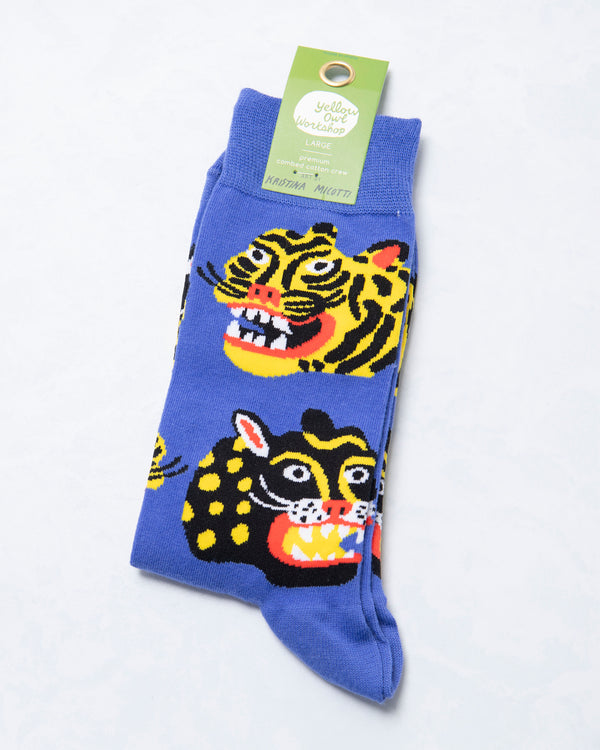 Men's Wild Cat Sock - Yellow Owl - Printfresh