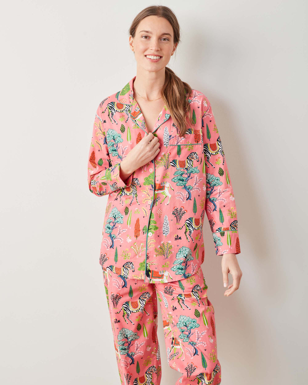 Antelope's Forest - Long PJ Set - Coral - Printfresh