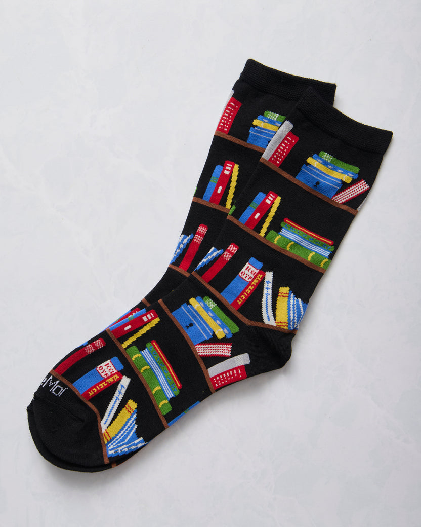 Black Bookshelf - Bamboo Crew Sock - Infinity Classics International Inc - Printfresh