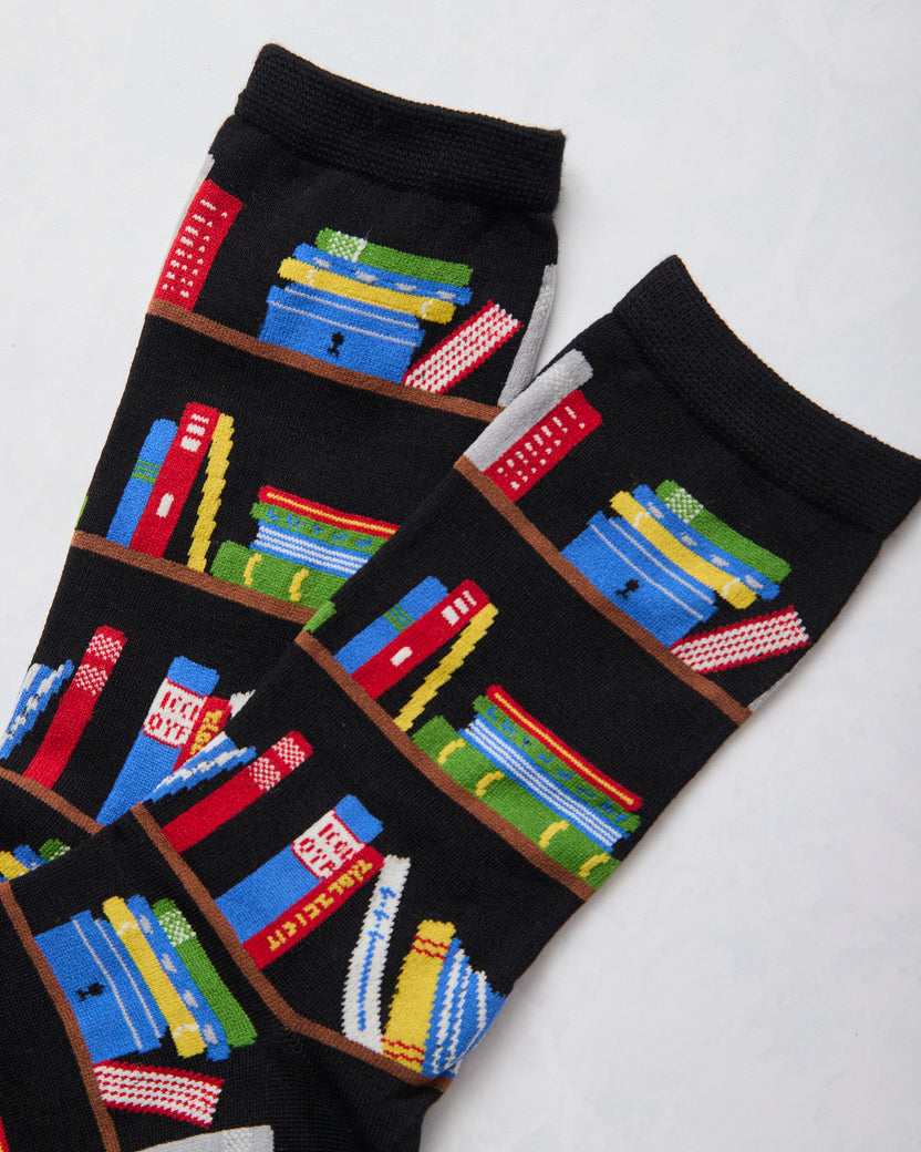 Black Bookshelf - Bamboo Crew Sock - Infinity Classics International Inc - Printfresh