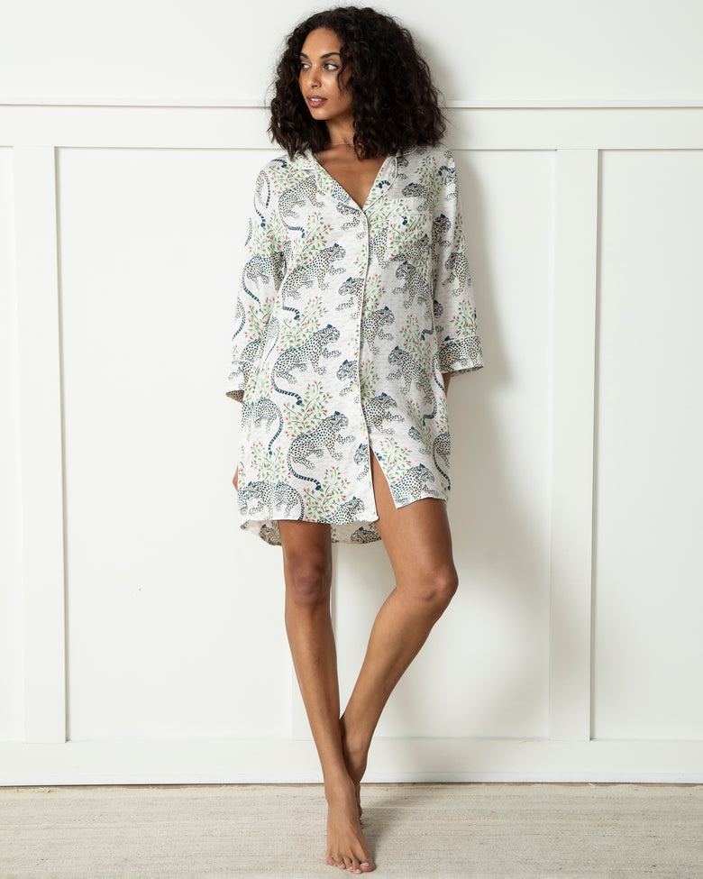 satin sleep shirt dress Bare The Washed Satin Sleep Shirt - Legion Blue