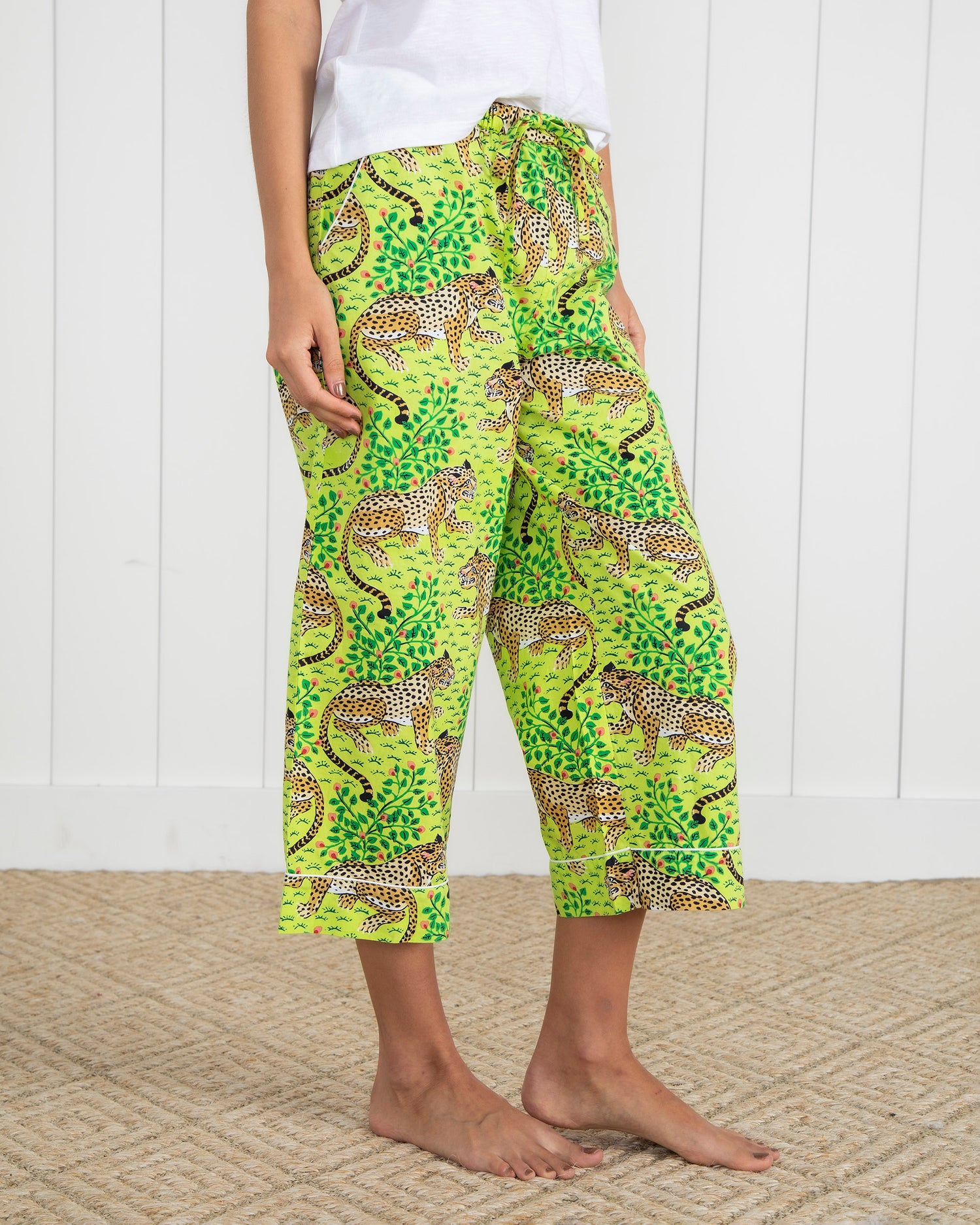 Bagheera - Cropped Pajama Pants - Green Apple - Printfresh