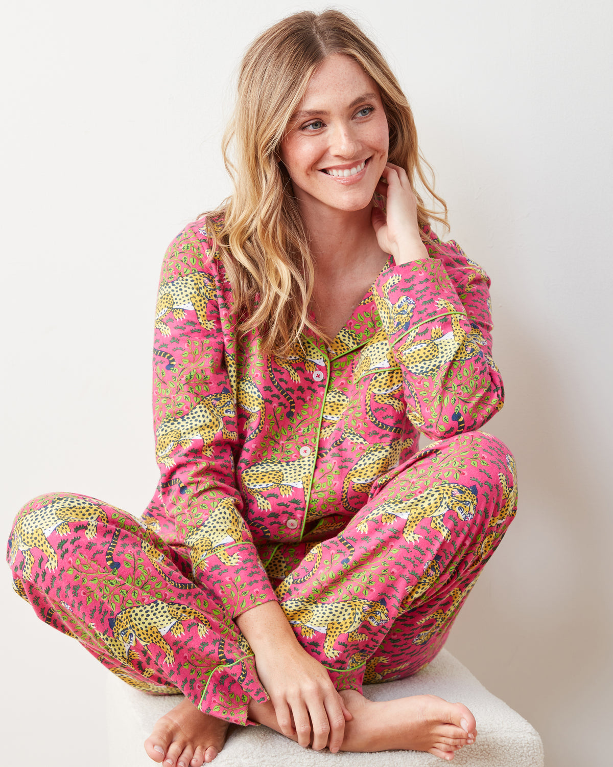 Bagheera Lightweight Flannel Long PJ Set Hot Pink