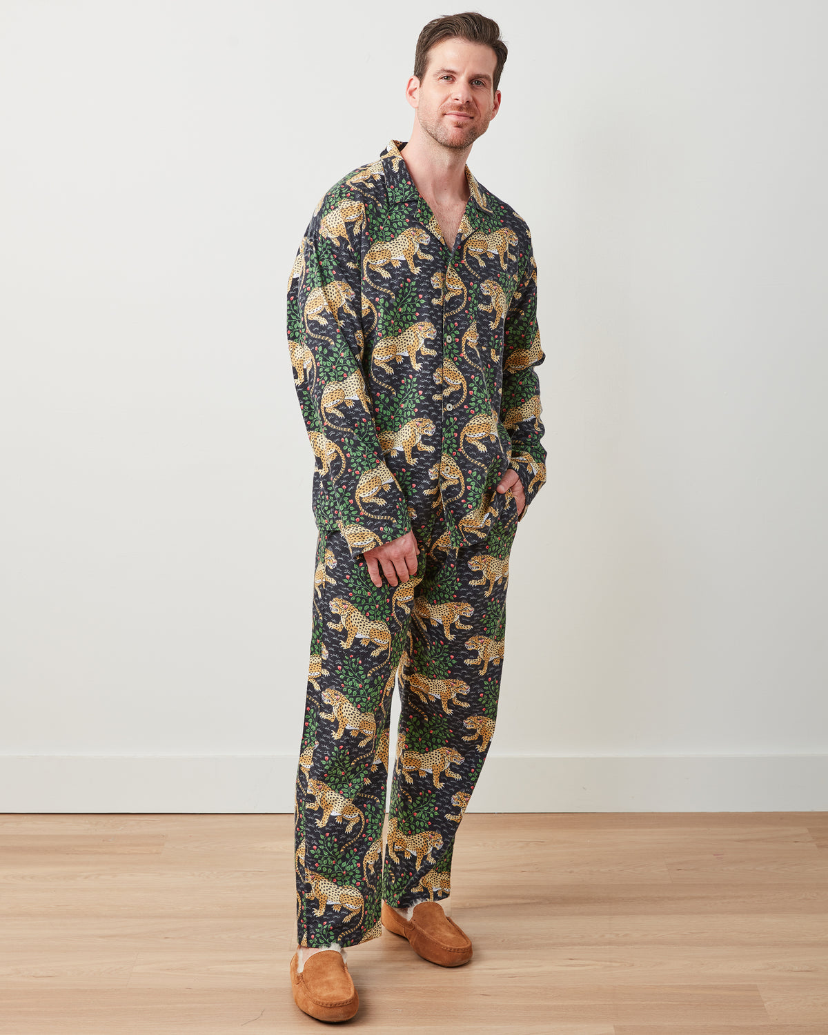 Bagheera - Men's Lightweight Flannel Long PJ Set - Ink - Printfresh