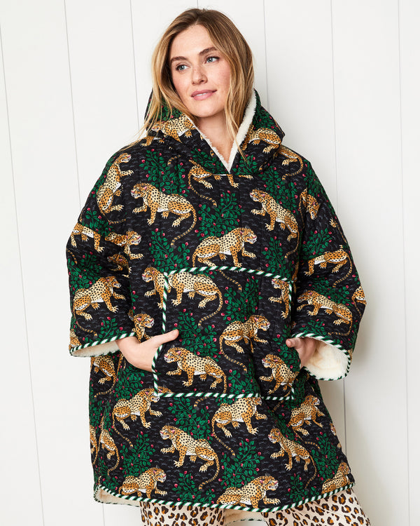 Bagheera - Quilted Sherpa Poncho - Ink - Printfresh