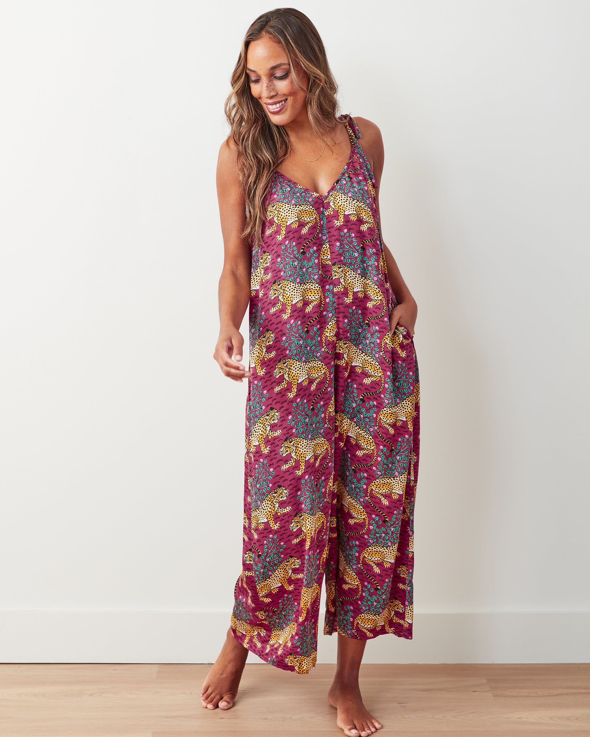 Bagheera - Satin Jaipur Jumpsuit - Wine - Printfresh