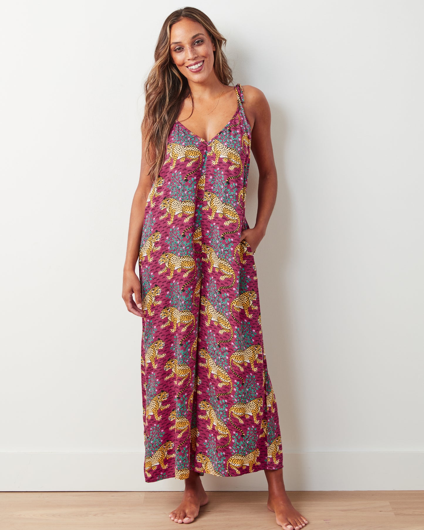 Bagheera - Eco Satin Jaipur Jumpsuit - Wine - Printfresh