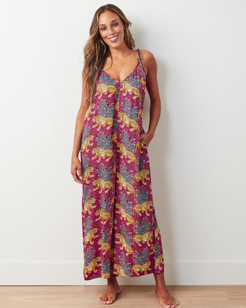 Bagheera - Eco Satin Jaipur Jumpsuit - Wine - Printfresh