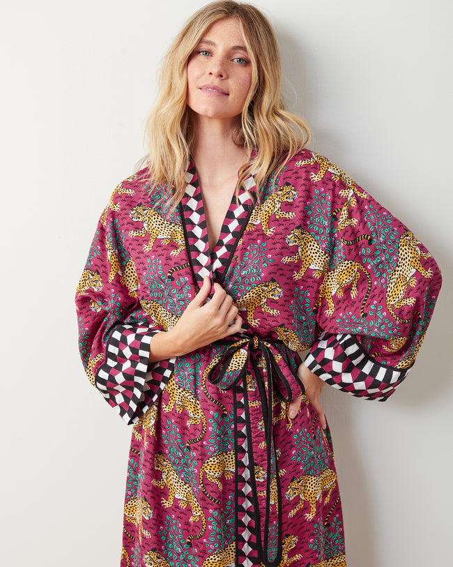 Bagheera - Satin Robe - Wine - Printfresh