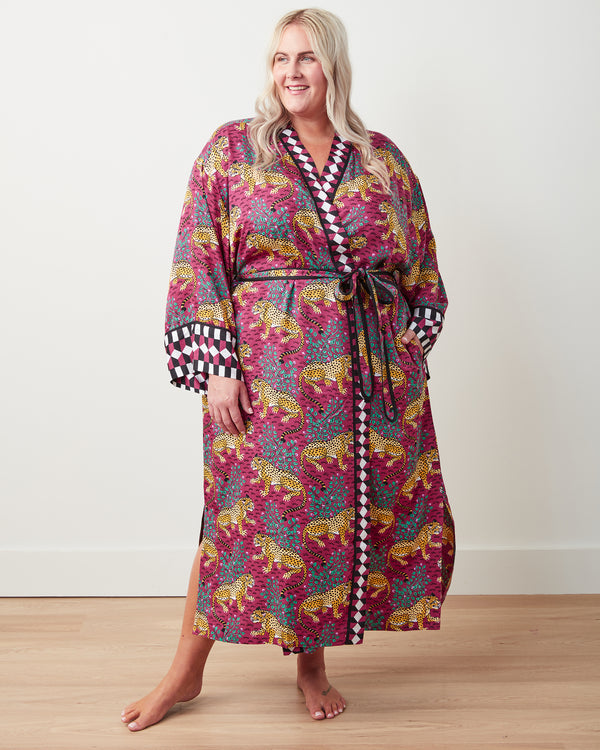 Bagheera - Satin Robe - Wine - Printfresh