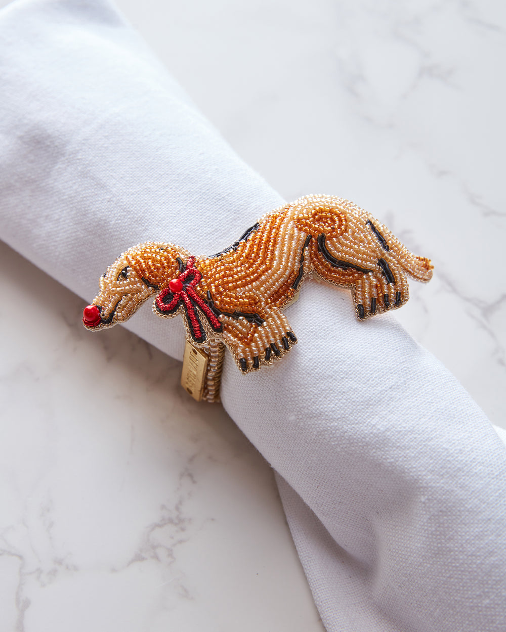 Dapper Dachshunds - Napkin Ring Set Of 4 - Red Multi - Printfresh