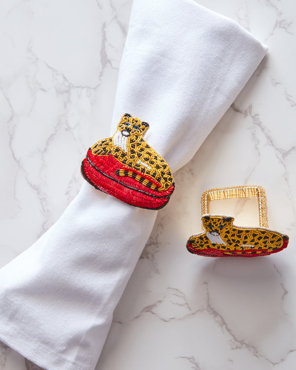 Royal Cheetah - Napkin Ring Set Of 2 - Gold Ink - Printfresh