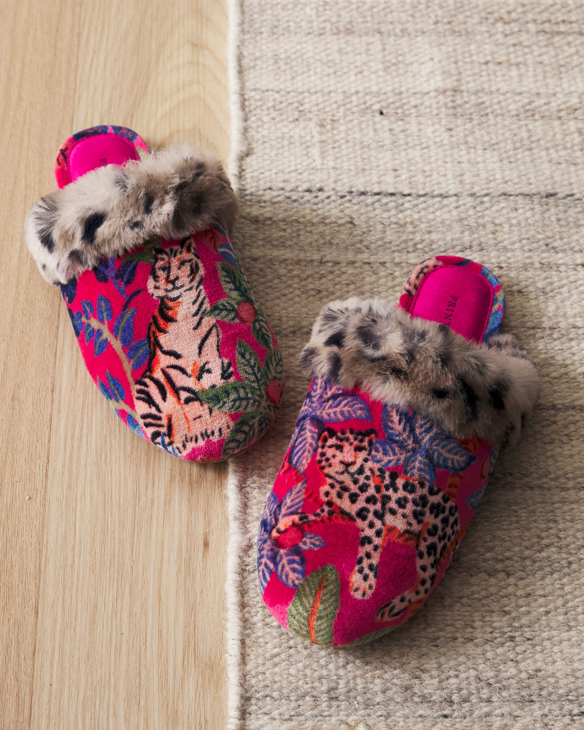 UpCycled - Fuchsia LV Furry Slippers