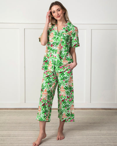 Birds of a Feather - Short Sleeve Top & Cropped Pajama Pantss Set - Kiwi Slice - Printfresh