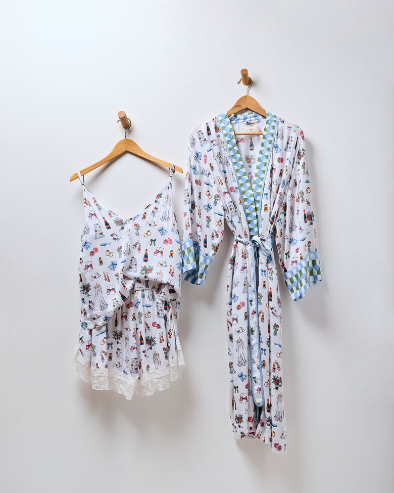 Big Day Bliss - Eco Satin Robe & Pamela Set Bundle - Coastal Cloud - Printfresh