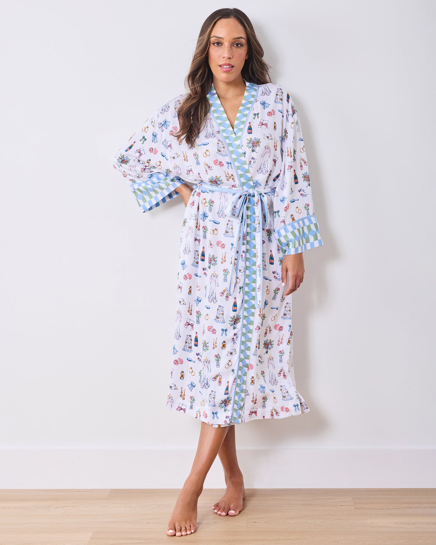 Big Day Bliss - Eco Satin Robe - Coastal Cloud - Printfresh