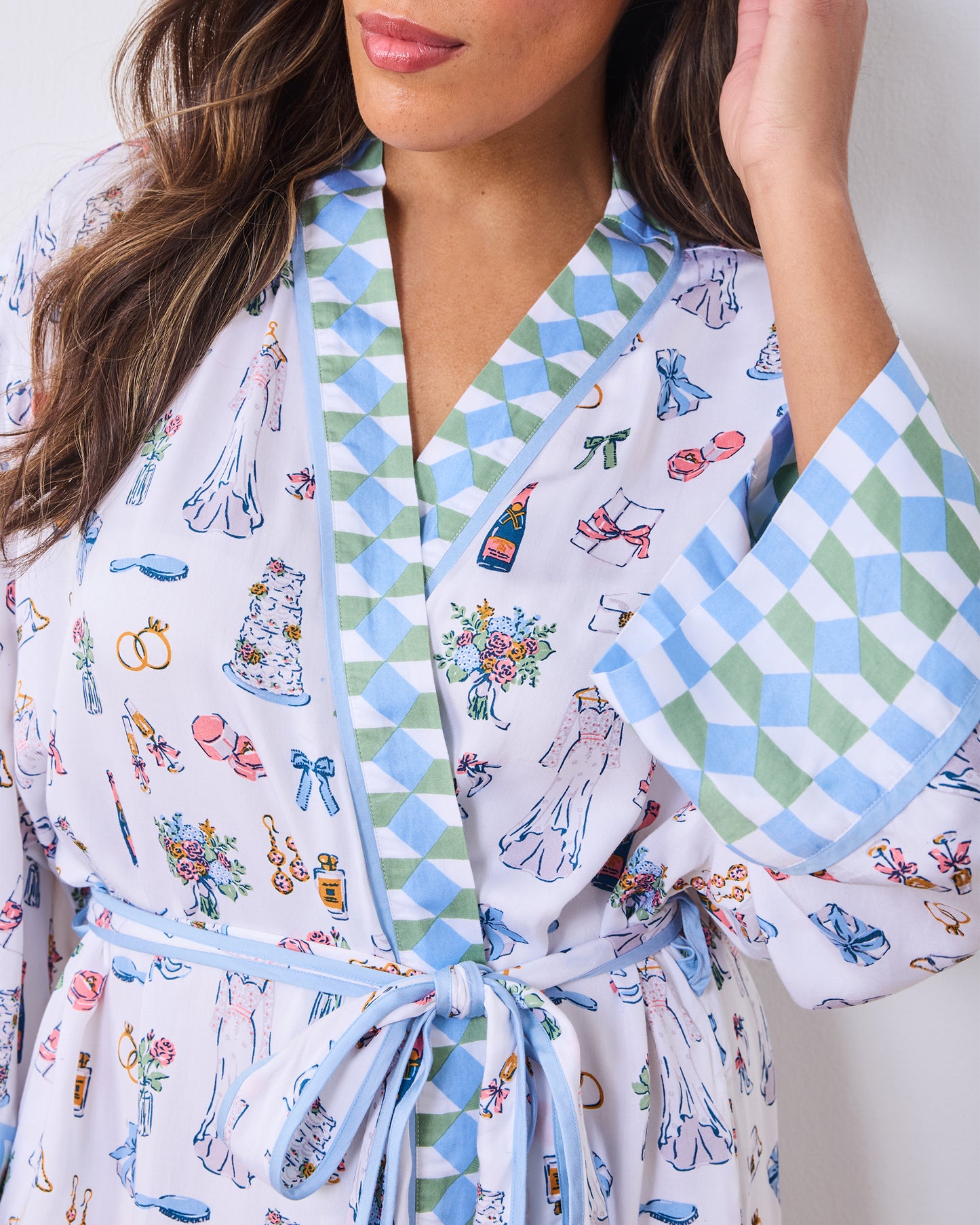 Big Day Bliss - Eco Satin Robe - Coastal Cloud - Printfresh