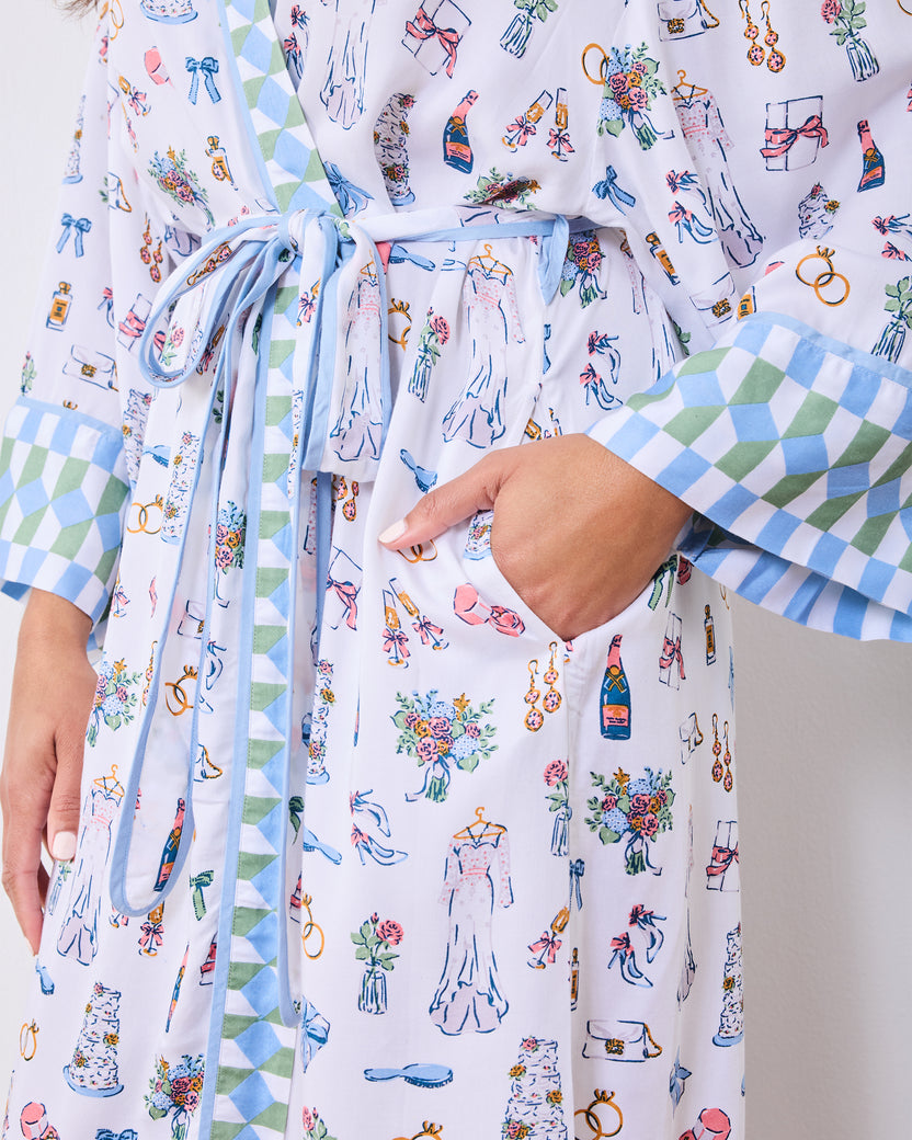 Big Day Bliss - Eco Satin Robe - Coastal Cloud - Printfresh