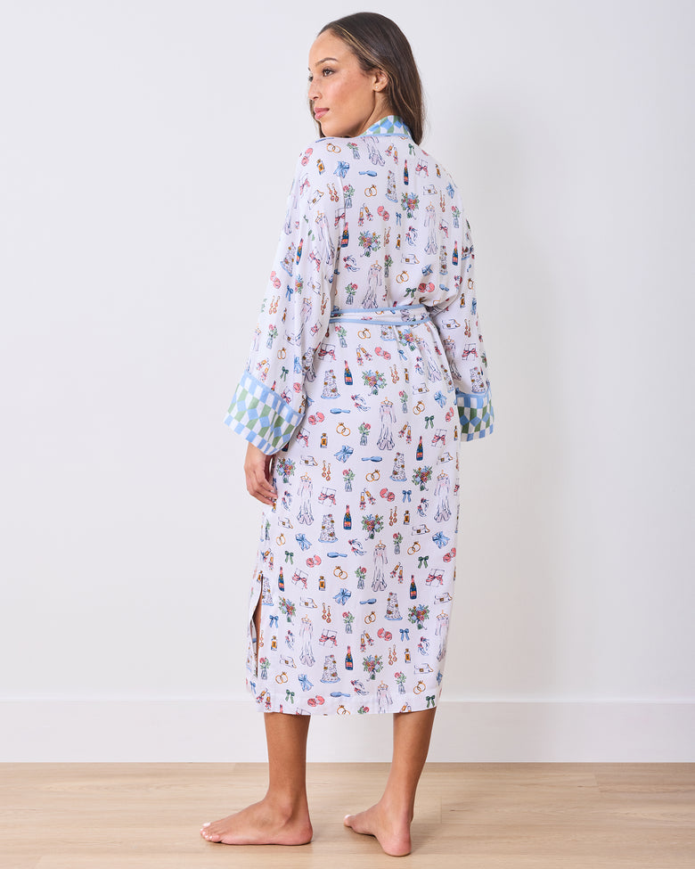 Big Day Bliss - Eco Satin Robe - Coastal Cloud - Printfresh