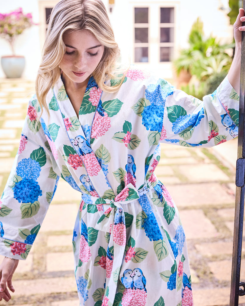 Hydrangea Honeymoon - Getting Ready Robe - Cloud - Printfresh