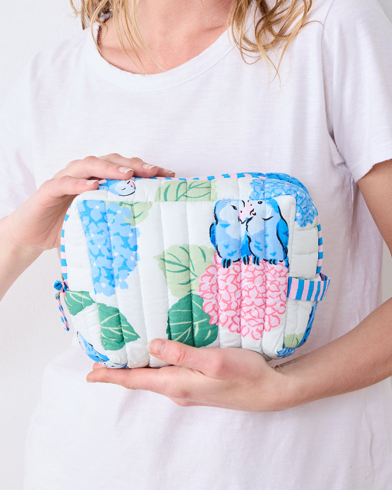 Hydrangea Honeymoon - Quilted Pouch - Cloud - Printfresh