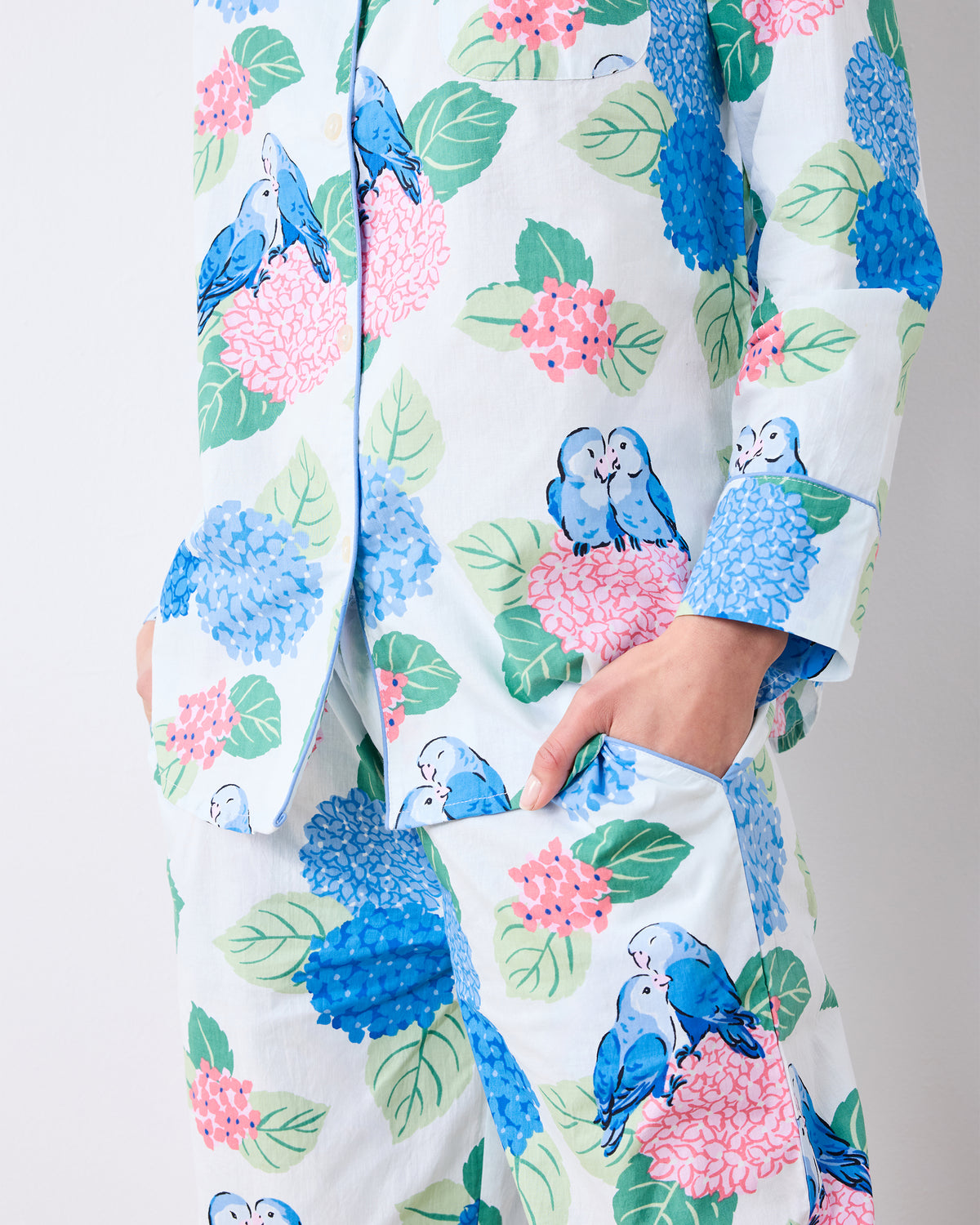 Hydrangea Honeymoon - Long PJ Set - Cloud - Printfresh