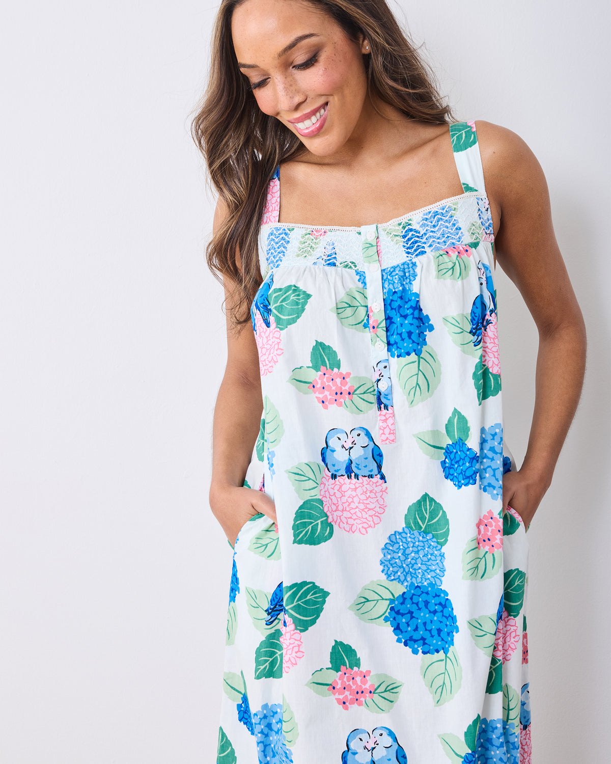 Hydrangea Honeymoon - Star Lit Sky Nightgown - Cloud - Printfresh