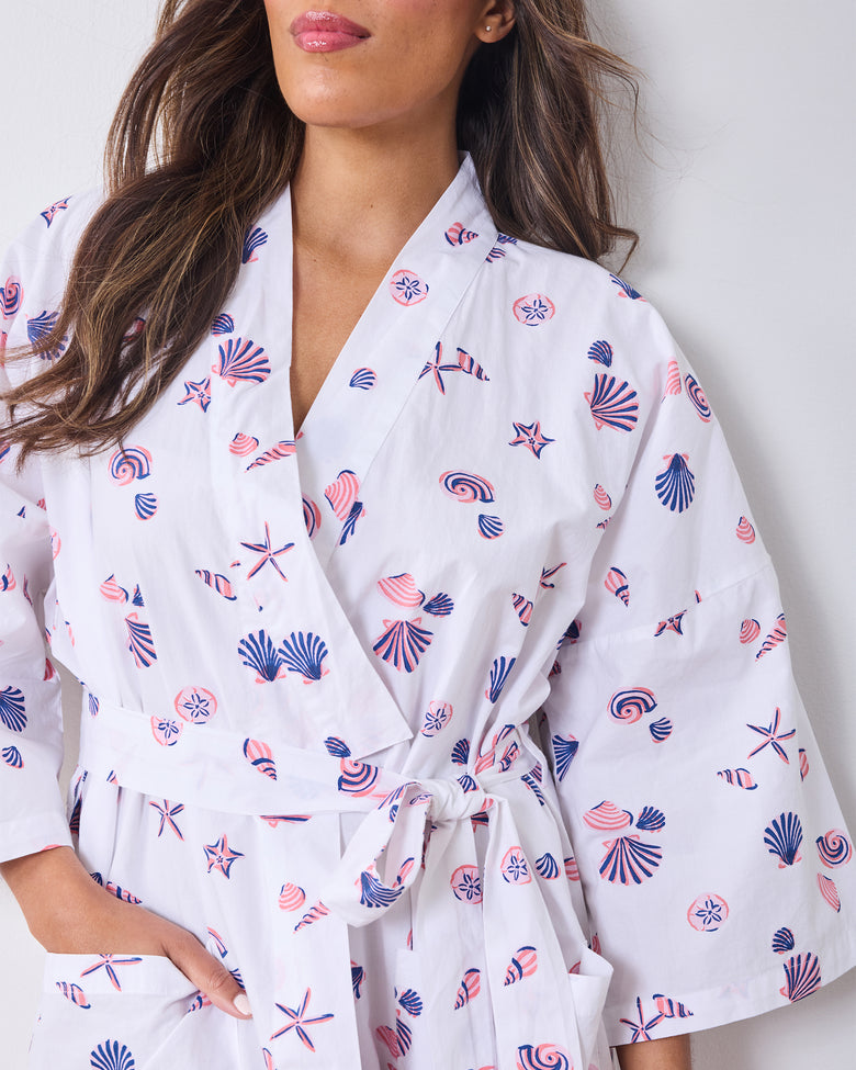 Scattered Shells - Long Robe - Pink Cloud - Printfresh