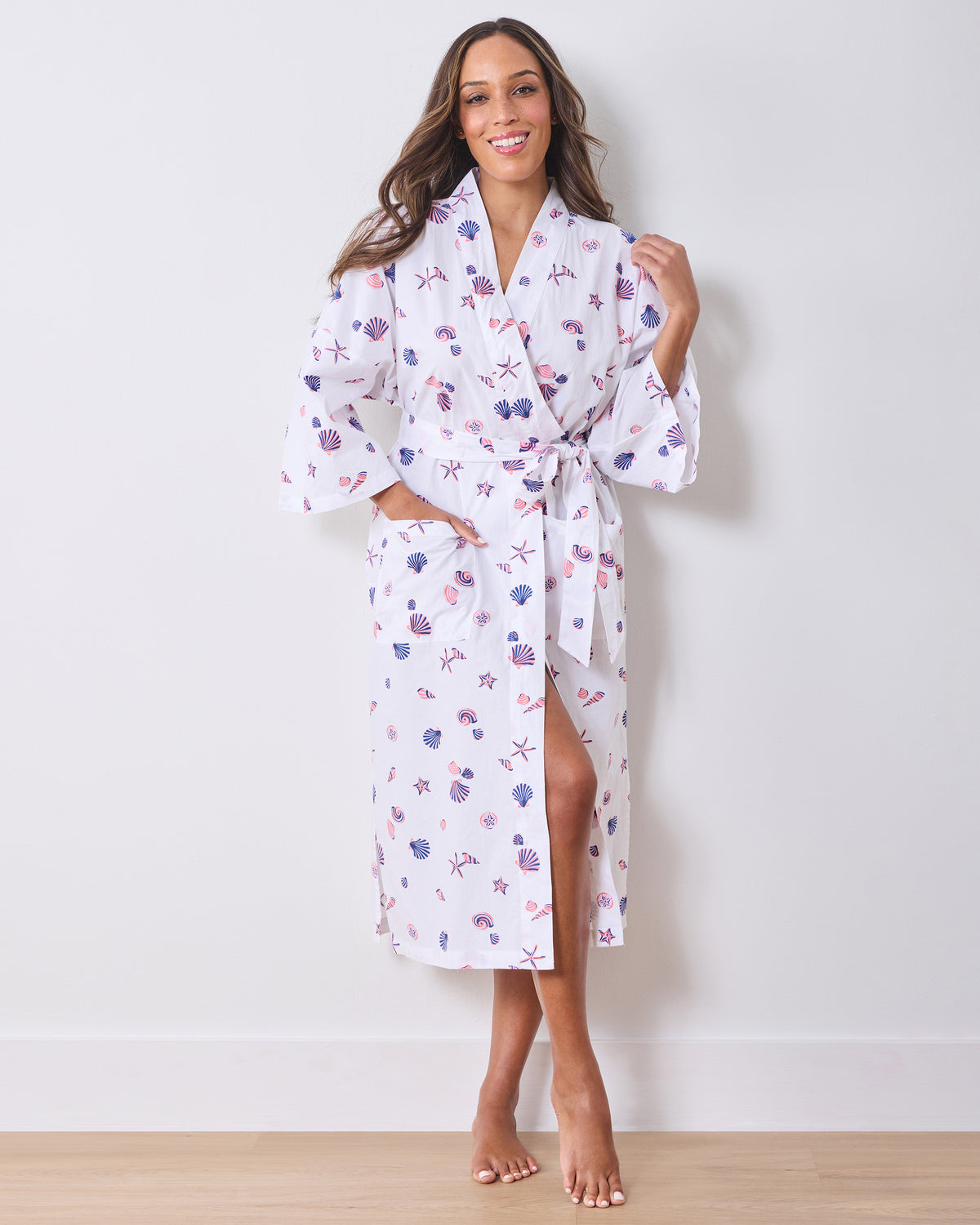 Scattered Shells - Long Robe - Pink Cloud - Printfresh