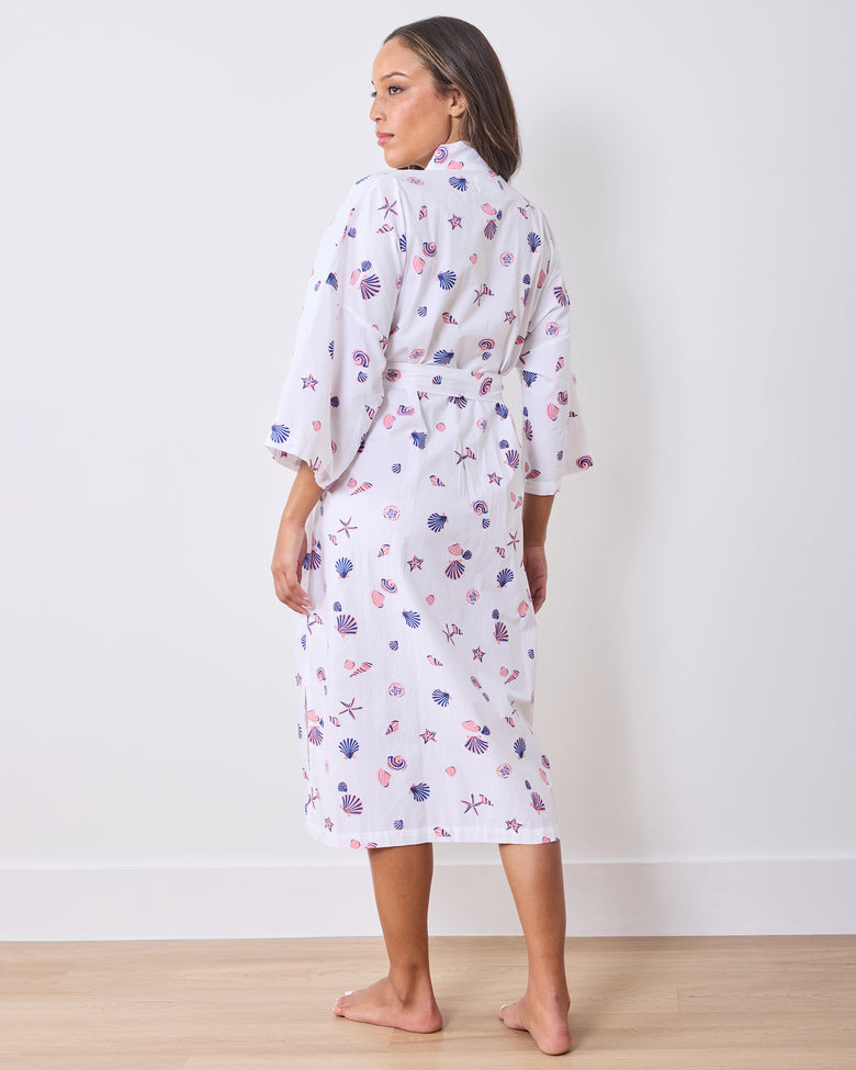 Scattered Shells - Long Robe - Pink Cloud - Printfresh