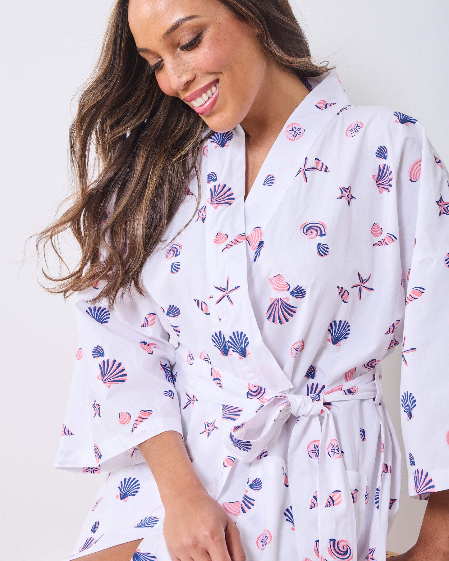 Scattered Shells - Long Robe - Pink Cloud - Printfresh