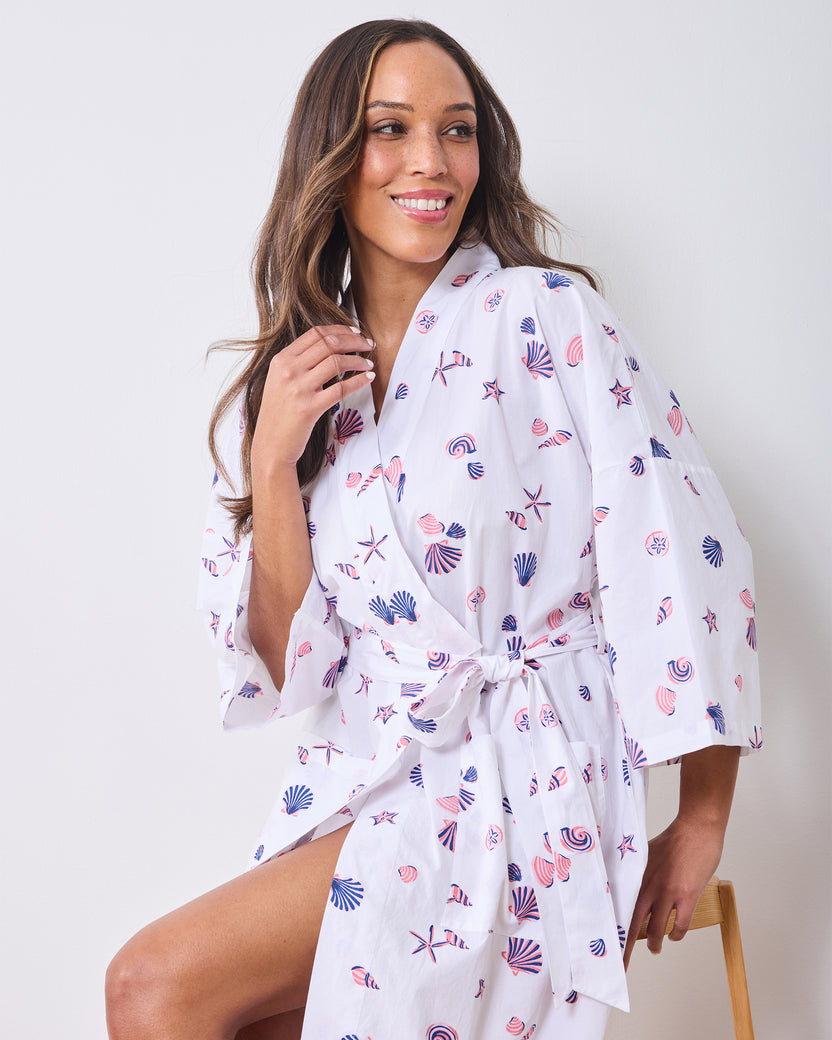 Scattered Shells - Long Robe - Pink Cloud - Printfresh