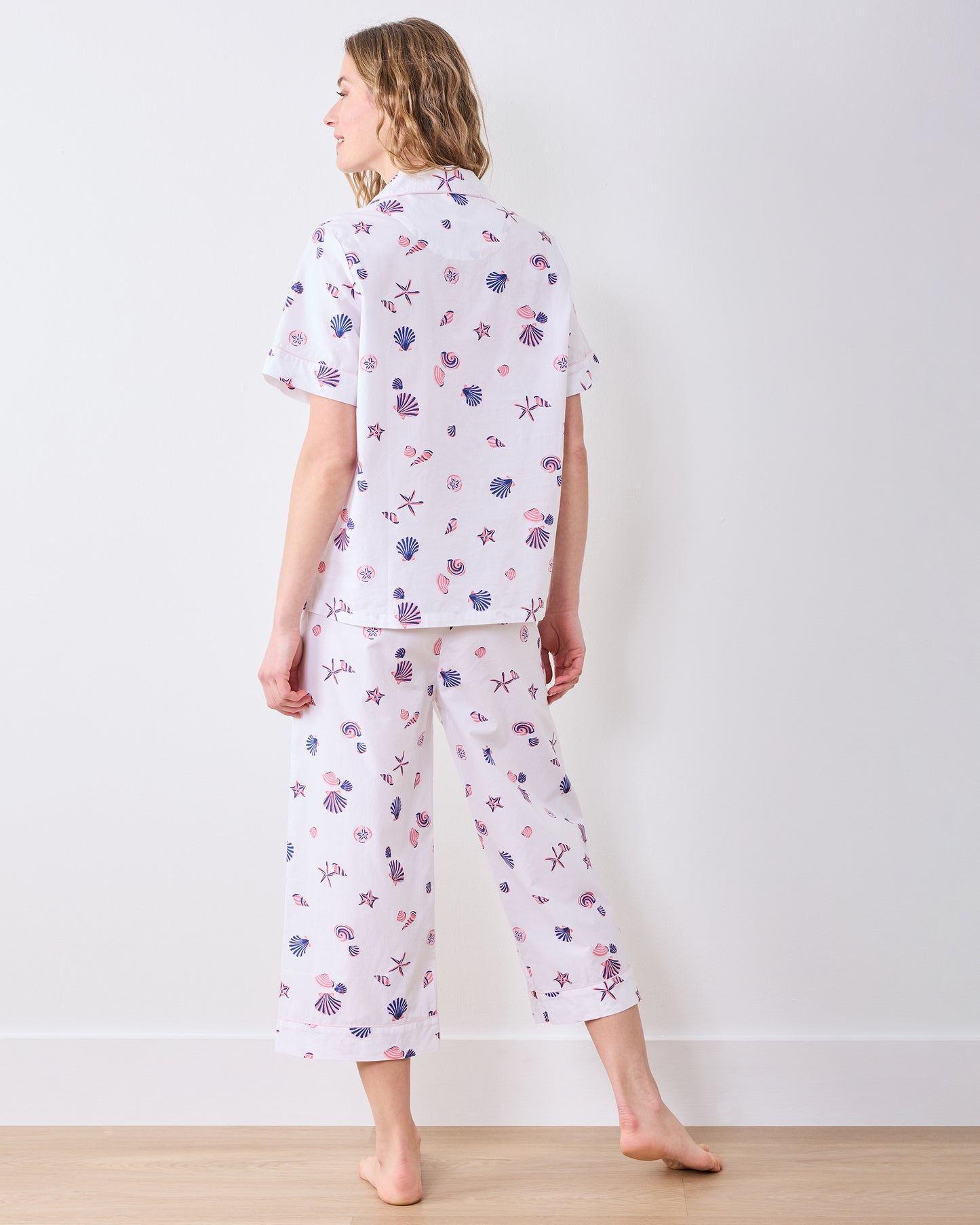 Scattered Shells - Short Sleeve & Cropped Pant Set - Pink Cloud - Printfresh