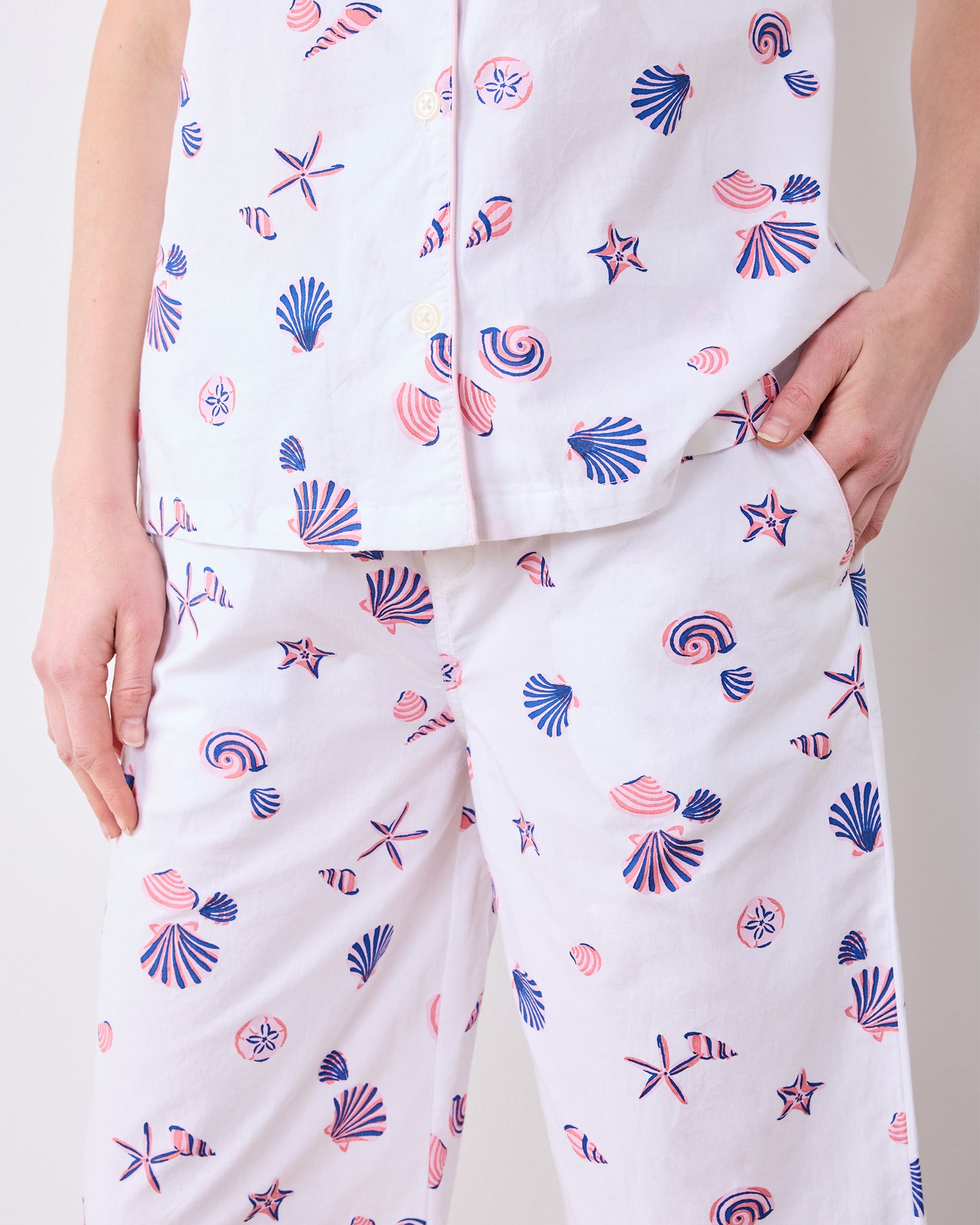 Scattered Shells - Short Sleeve & Cropped Pant Set - Pink Cloud - Printfresh
