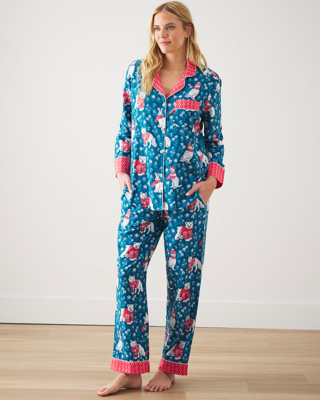 Bundled Up - Flannel Long PJ Set - Navy - Printfresh