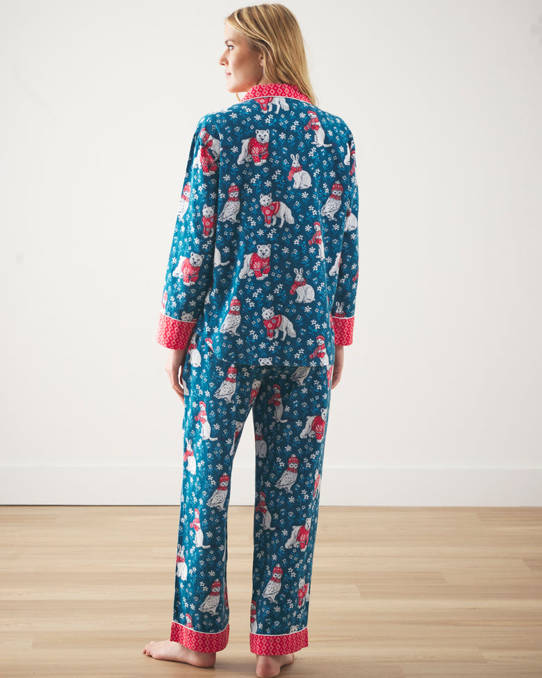 Bundled Up - Lightweight Flannel Long PJ Set - Navy - Printfresh