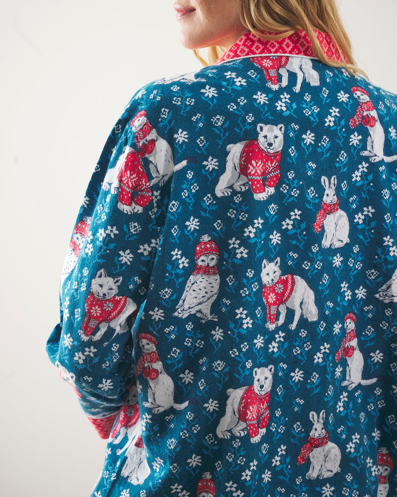 Bundled Up - Lightweight Flannel Long PJ Set - Navy - Printfresh
