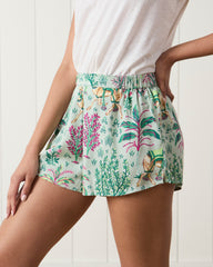 Camel's Courtyard - Satin Sweet Dreams Shorts - Avocado - Printfresh